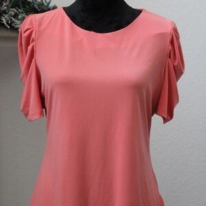 Calvin Klein Peach Short-Sleeve Puff Blouse Formal/Casual/Workwear